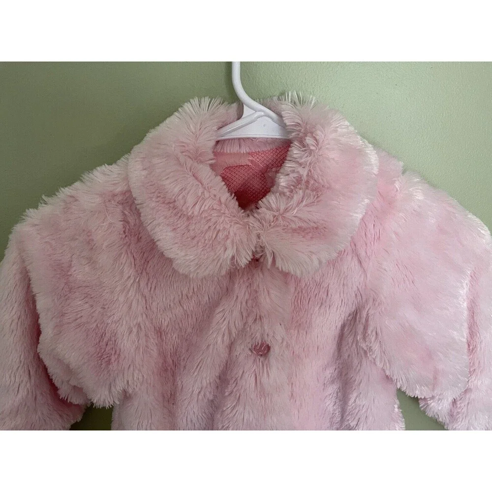 CachCach Toddler Girls Faux Fur Coat Pink Button Up Size 2T